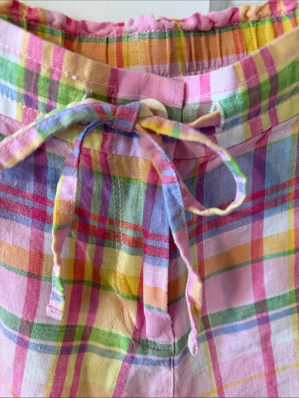 Tommy Bahama Boho Bliss 100% Linen Pink Pastel Plaid Shorts Preppy Vacation M - Picture 4 of 5